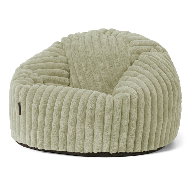 Pouf Poire Classique - Velours Côtelé Ultra Pelucheux Vert Sauge 01