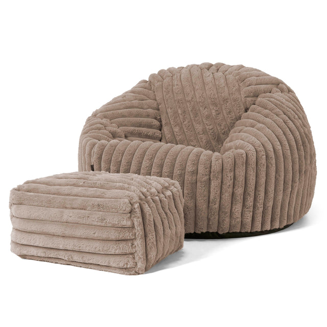 Pouf Poire Classique - Velours Côtelé Ultra Pelucheux Vison 02