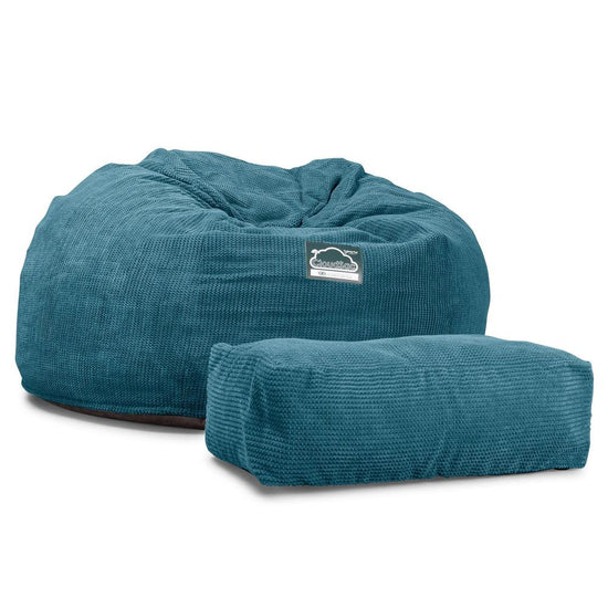 Lounge Pug, CloudSac 1010 XXL, Canapé Pouf Géant XXL à Mémoire de Forme, Gros Pouf Sofa, Pompon Mer Égéé