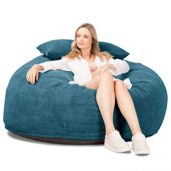 Lounge Pug, CloudSac 1010 XXL, Canapé Pouf Géant XXL à Mémoire de Forme, Gros Pouf Sofa, Pompon Mer Égéé