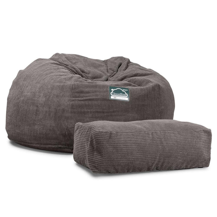 Lounge Pug, CloudSac 1010 XXL, Canapé Pouf Géant XXL à Mémoire de Forme, Gros Pouf Sofa, Pompon Anthracite