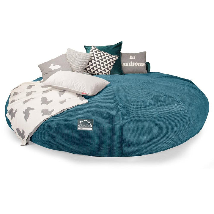 Lounge Pug, CloudSac 5000 XXXXXL, Canapé Pouf Titanesque à Mémoire de Forme, Gros Pouf Sofa, Pompon Mer Égéé