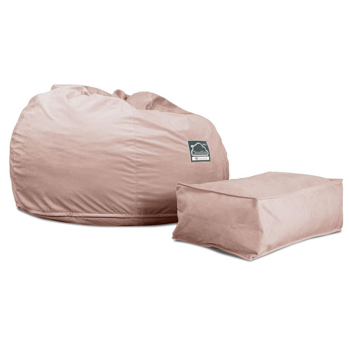 Lounge Pug, CloudSac 510 XL, Grand Pouf à Mémoire de Forme, Canapé, Velours Rose