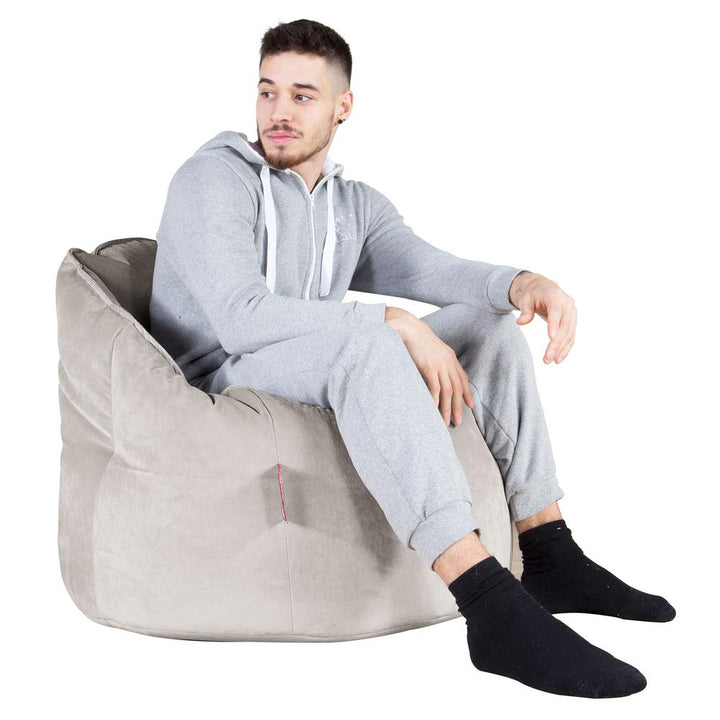 LOUNGE PUG, Pouf Chaise Design, Pouf Poire Super, Velours Argent