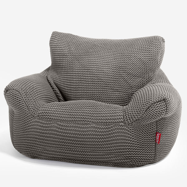LOUNGE PUG -  Ellos Tricoté - Fauteuil Enfant, Pouf Enfant - Gris