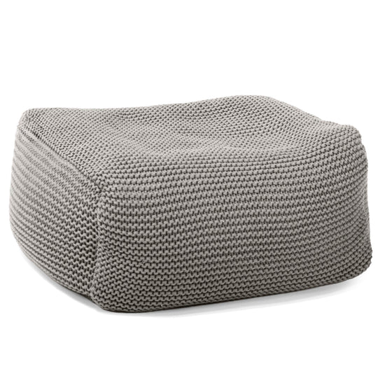 LOUNGE PUG -  Ellos Tricoté - Pouf Repose Pied - Gris