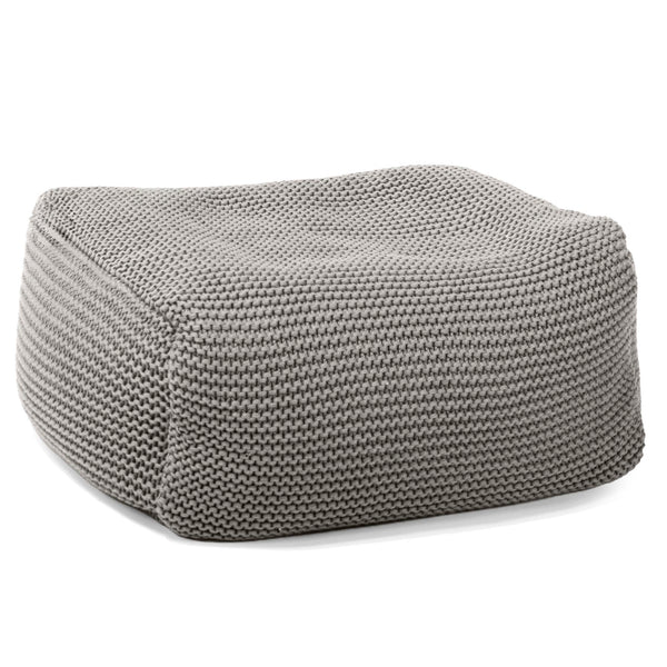 LOUNGE PUG -  Ellos Tricoté - Pouf Repose Pied - Gris