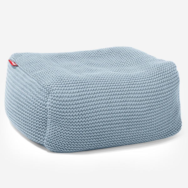 LOUNGE PUG -  Ellos Tricoté - Pouf Repose Pied - Bleu Brumeux