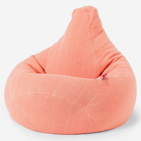 LOUNGE PUG - Pouf Poire Gamer - Poire - Chevrons Corail