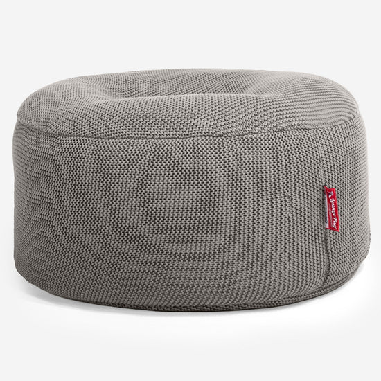 LOUNGE PUG -  Ellos Tricoté - Pouf Design Rond - Gris