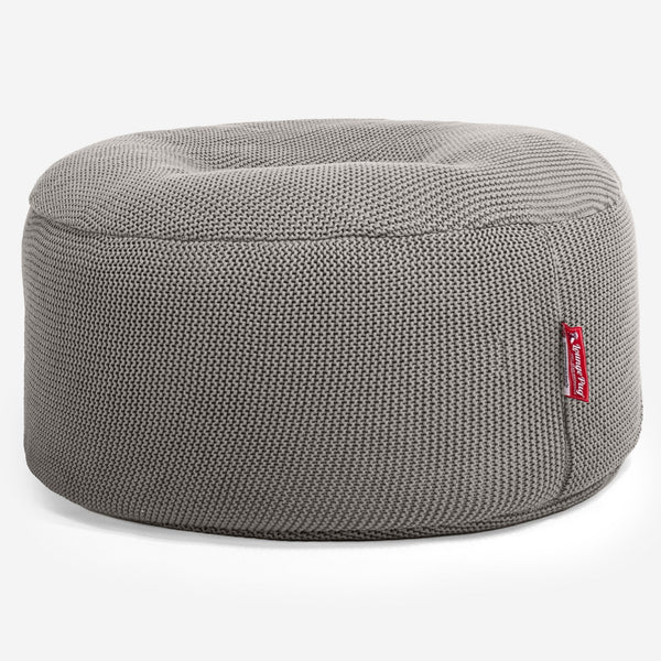 LOUNGE PUG -  Ellos Tricoté - Pouf Design Rond - Gris