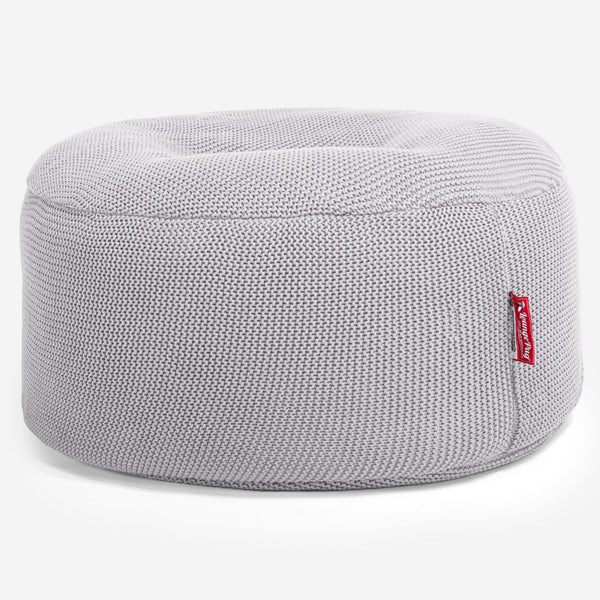 LOUNGE PUG -  Ellos Tricoté - Pouf Design Rond - Gris clair