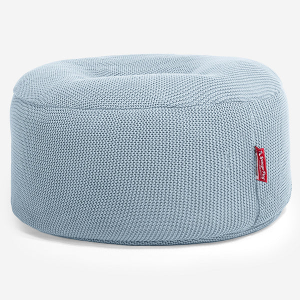 LOUNGE PUG -  Ellos Tricoté - Pouf Design Rond - Bleu Brumeux