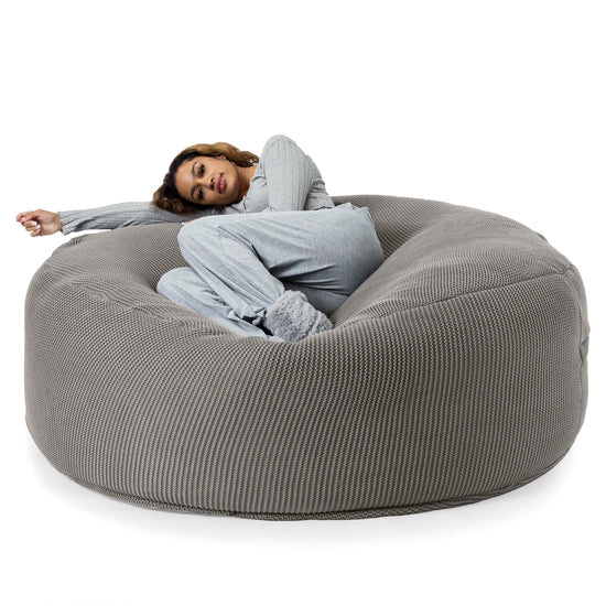 LOUNGE PUG -  Ellos Tricoté - Canapé Pouf Géant 'Grande Mammouth' - Pouf Canapé - Gros Pouf - Gris