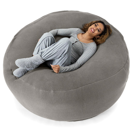 LOUNGE PUG -  Ellos Tricoté - Canapé Pouf Géant 'Grande Mammouth' - Pouf Canapé - Gros Pouf - Gris