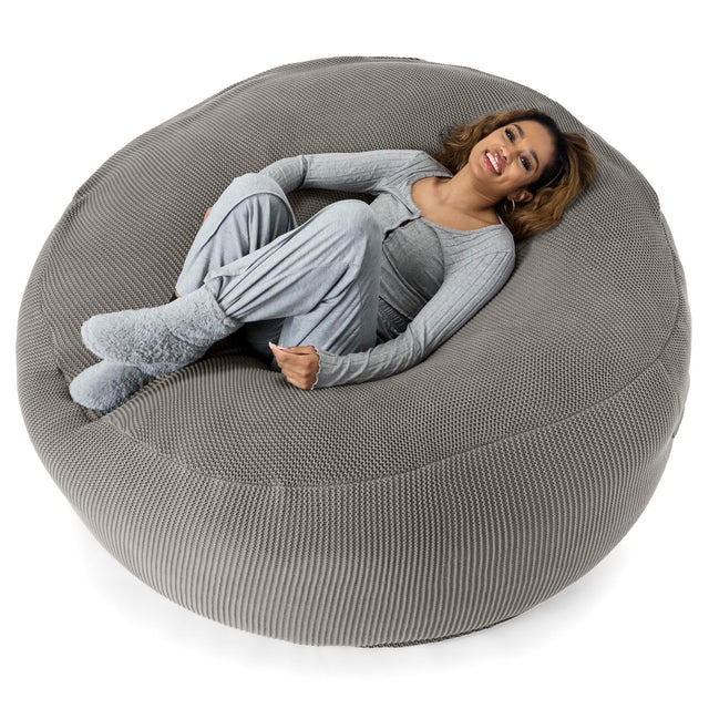 LOUNGE PUG -  Ellos Tricoté - Canapé Pouf Géant 'Grande Mammouth' - Pouf Canapé - Gros Pouf - Gris