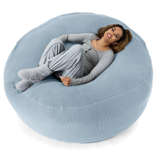 LOUNGE PUG -  Ellos Tricoté - Canapé Pouf Géant 'Grande Mammouth' - Pouf Canapé - Gros Pouf - Bleu Brumeux