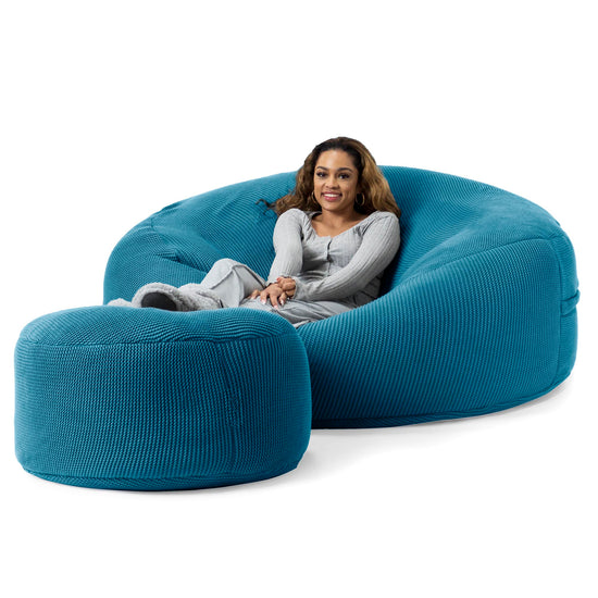 LOUNGE PUG -  Ellos Tricoté - Canapé Pouf Géant 'Grande Mammouth' - Pouf Canapé - Gros Pouf - Mer égée