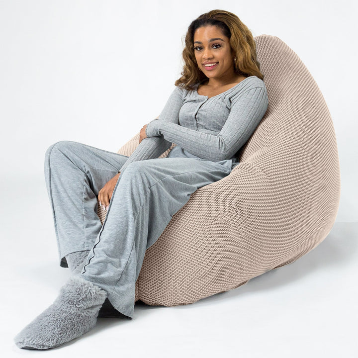 LOUNGE PUG -  Ellos Tricoté - Pouf Géant XXL - Crème