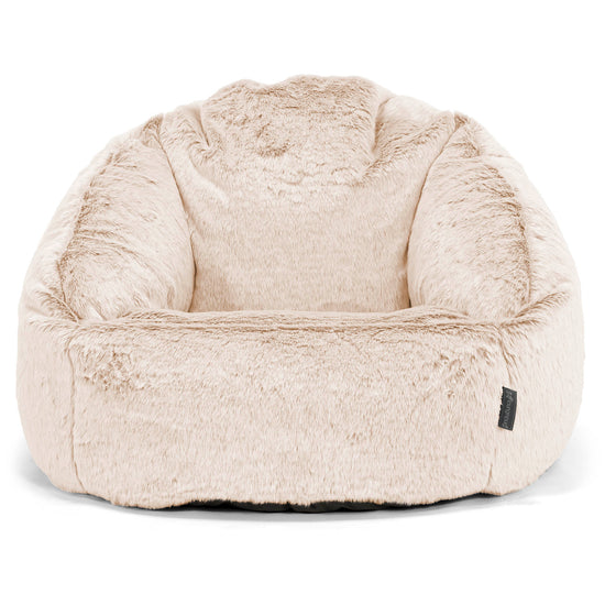 Pouf Chaise Bubble - Fausse Fourrure Lapin Blanc 01
