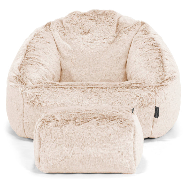 Pouf Chaise Bubble - Fausse Fourrure Lapin Blanc 02