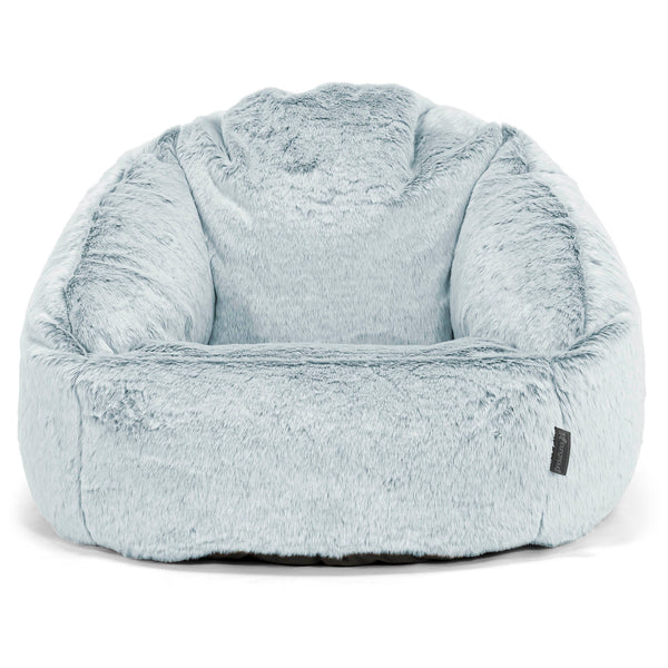 Pouf Chaise Bubble - Fausse Fourrure Lapin Bleu Pastel 01