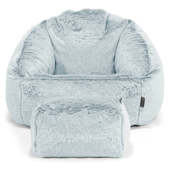Pouf Chaise Bubble - Fausse Fourrure Lapin Bleu Pastel 02