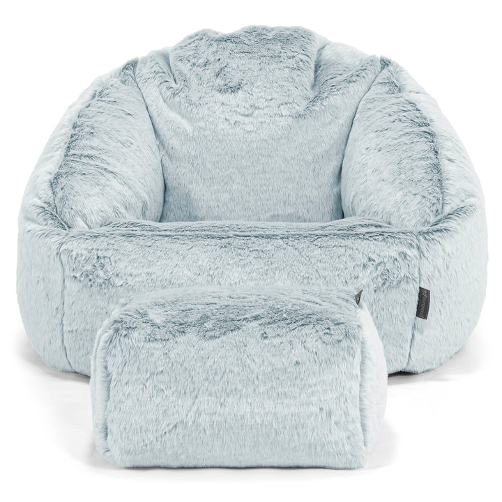 Pouf Chaise Bubble - Fausse Fourrure Lapin Bleu Pastel 02