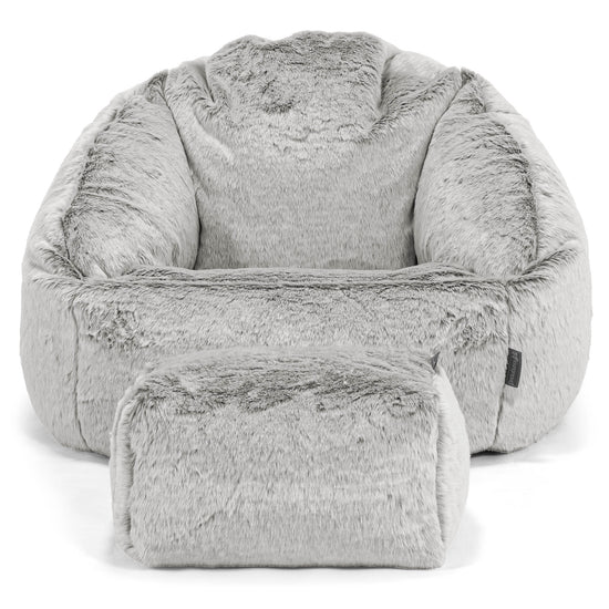 Pouf Chaise Bubble - Fausse Fourrure Lapin Gris clair 02