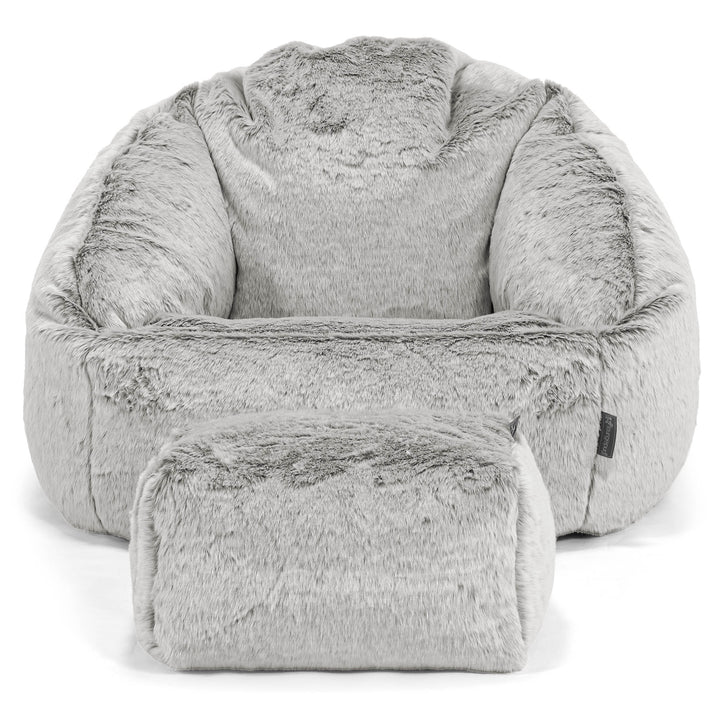 Pouf Chaise Bubble - Fausse Fourrure Lapin Gris clair 02