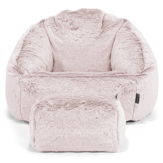 Pouf Chaise Bubble - Fausse Fourrure Lapin Rose Pastel 02