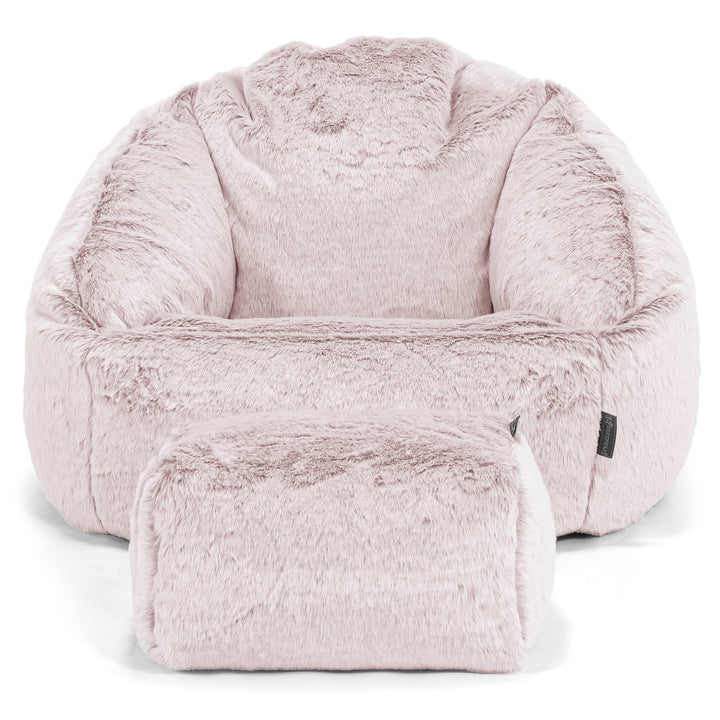 Pouf Chaise Bubble - Fausse Fourrure Lapin Rose Pastel 02