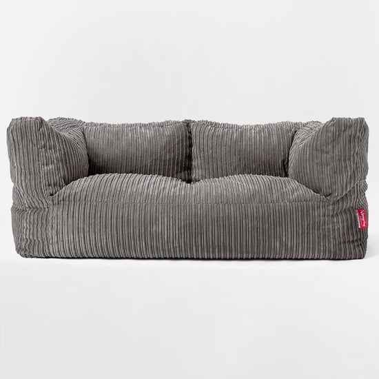 Canapé Pouf Géant Albert pour Enfants 2 places 2-14 ans - Côtelé Anthracite 03