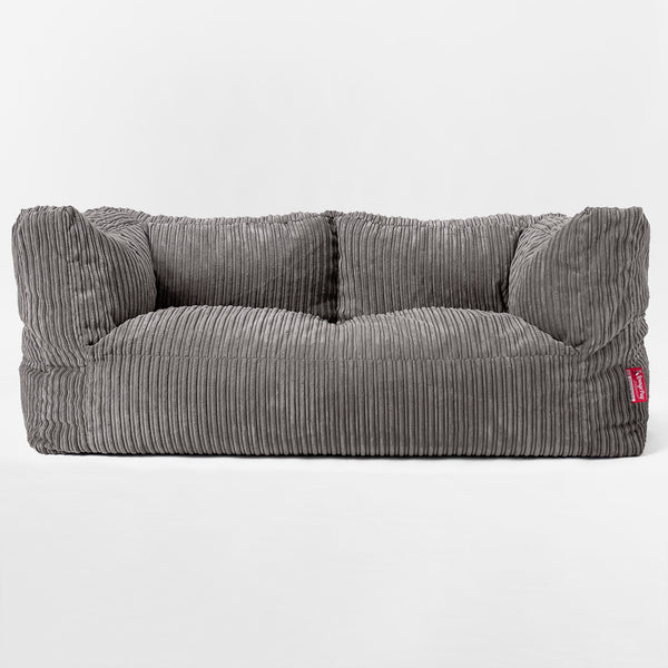Canapé Pouf Géant Albert pour Enfants 2 places 2-14 ans - Côtelé Anthracite 01