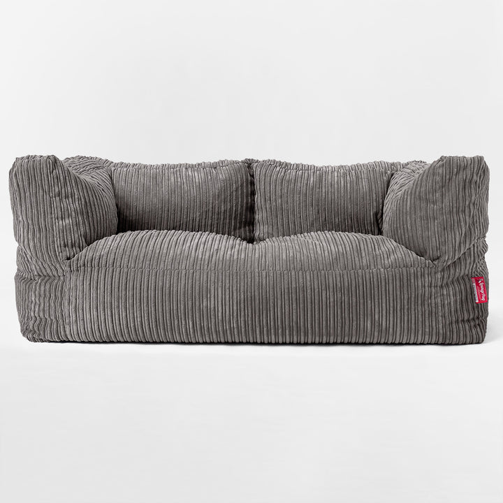 Canapé Pouf Géant Albert pour Enfants 2 places 2-14 ans - Côtelé Anthracite 03