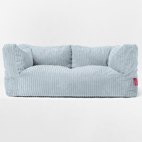 Canapé Pouf Géant Albert pour Enfants 2 places 2-14 ans - Côtelé Bébé Bleu 01