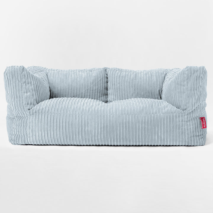 Canapé Pouf Géant Albert pour Enfants 2 places 2-14 ans - Côtelé Bébé Bleu 03