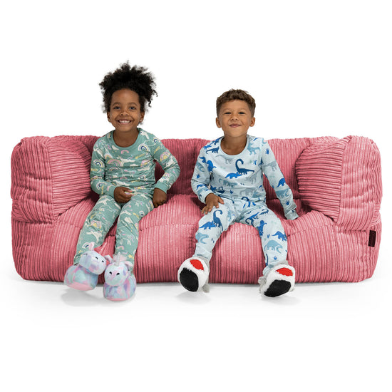 Canapé Pouf Géant Albert pour Enfants 2 places 2-14 ans - Côtelé Corail 01