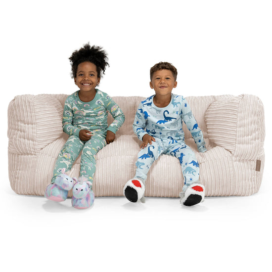 Canapé Pouf Géant Albert pour Enfants 2 places 2-14 ans - Côtelé Ivoire 01