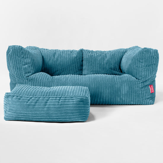 Canapé Pouf Géant Albert pour Enfants 2 places 2-14 ans - Côtelé Mer Égée 02