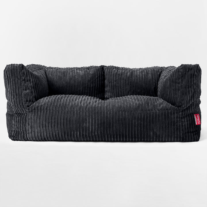 Canapé Pouf Géant Albert pour Enfants 2 places 2-14 ans - Côtelé Noir 03