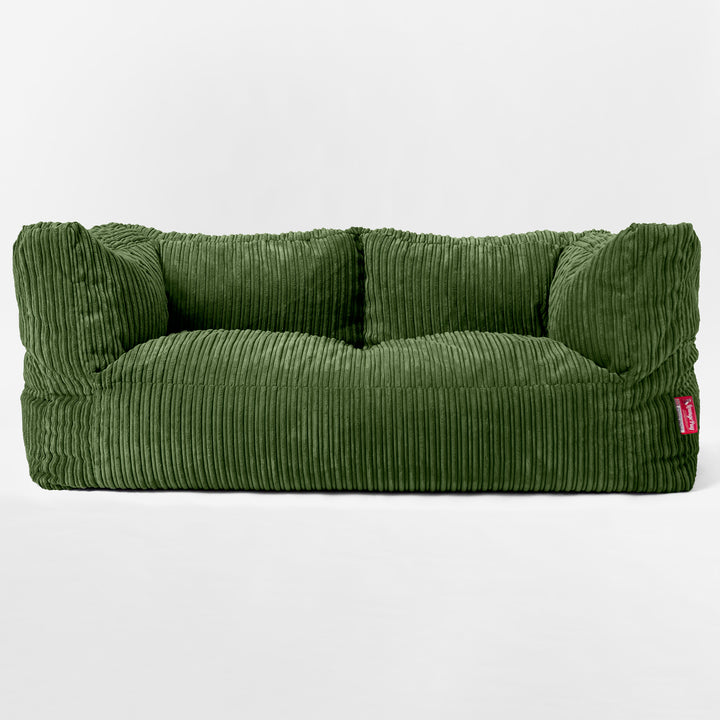 Canapé Pouf Géant Albert pour Enfants 2 places 2-14 ans - Côtelé Vert Forêt 03