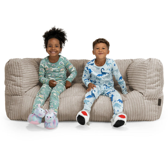 Canapé Pouf Géant Albert pour Enfants 2 places 2-14 ans - Côtelé Vison 01