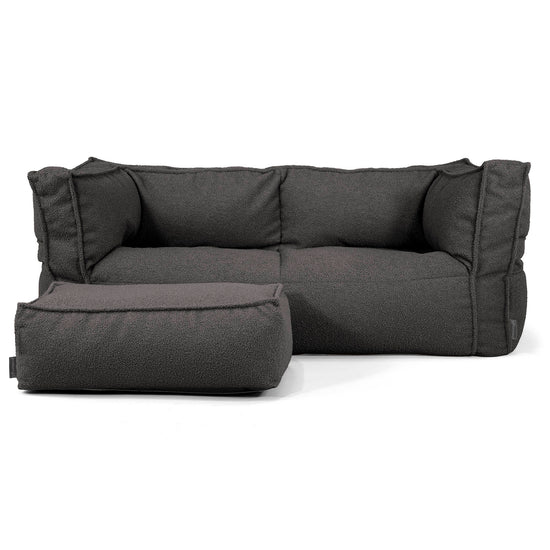 Canapé Pouf Albert 2 places - Bouclé Anthracite_02