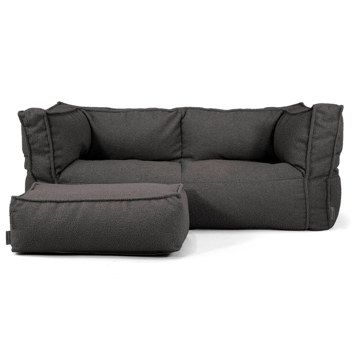 Canapé Pouf Albert 2 places - Bouclé Anthracite_02