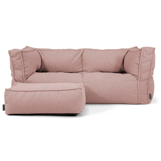 Canapé Pouf Albert 2 places - Bouclé Rose_02