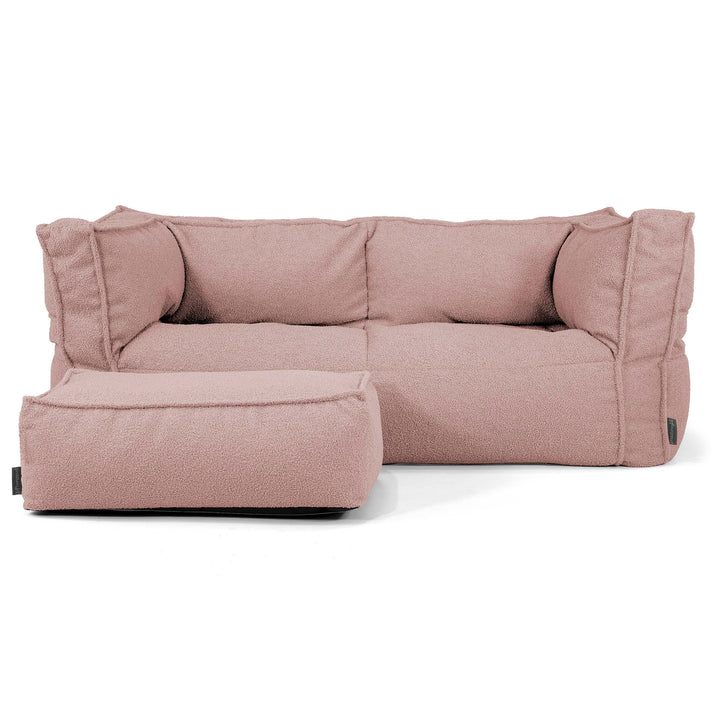 Canapé Pouf Albert 2 places - Bouclé Rose_02