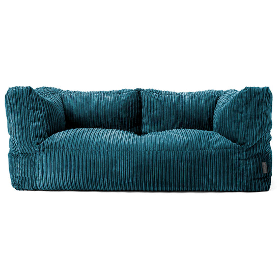 Canapé Pouf Albert 2 places - Côtelé Bleu Canard 01