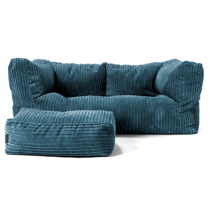 Canapé Pouf Albert 2 places - Côtelé Bleu Marine 02
