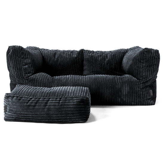 Canapé Pouf Albert 2 places - Côtelé Noir 02